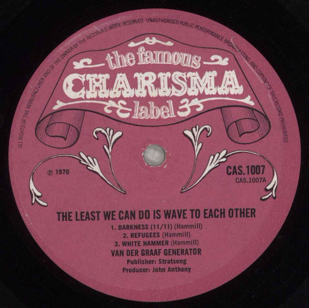 Van Der Graaf Generator The Least We Can Do - Pink Scroll + Poster - VG UK vinyl LP album (LP record) VDGLPTH299411