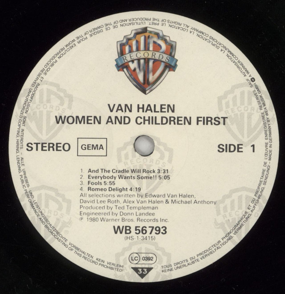 Van Halen Women And Children First + Poster - Shrink German vinyl LP album (LP record) VNHLPWO872127