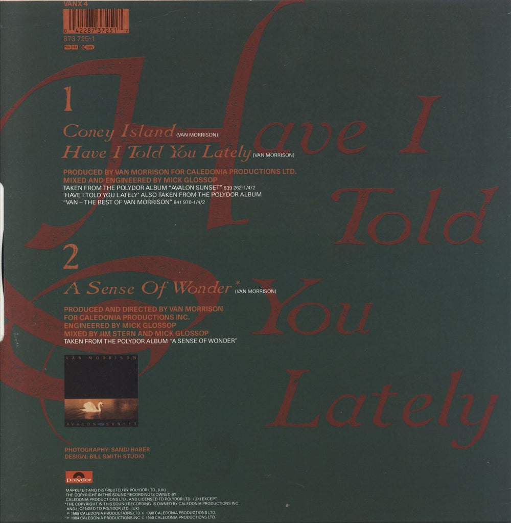 Van Morrison Coney Island UK 12" vinyl single (12 inch record / Maxi-single) 042287372517