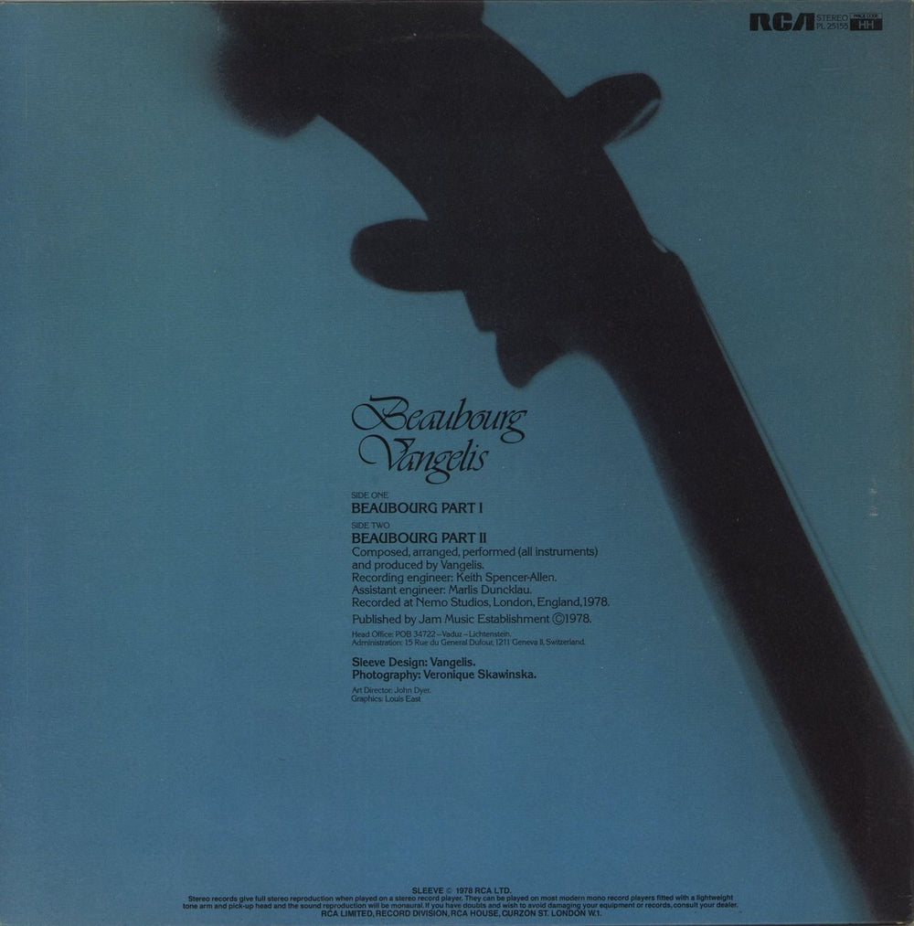Vangelis Beaubourg French vinyl LP album (LP record)