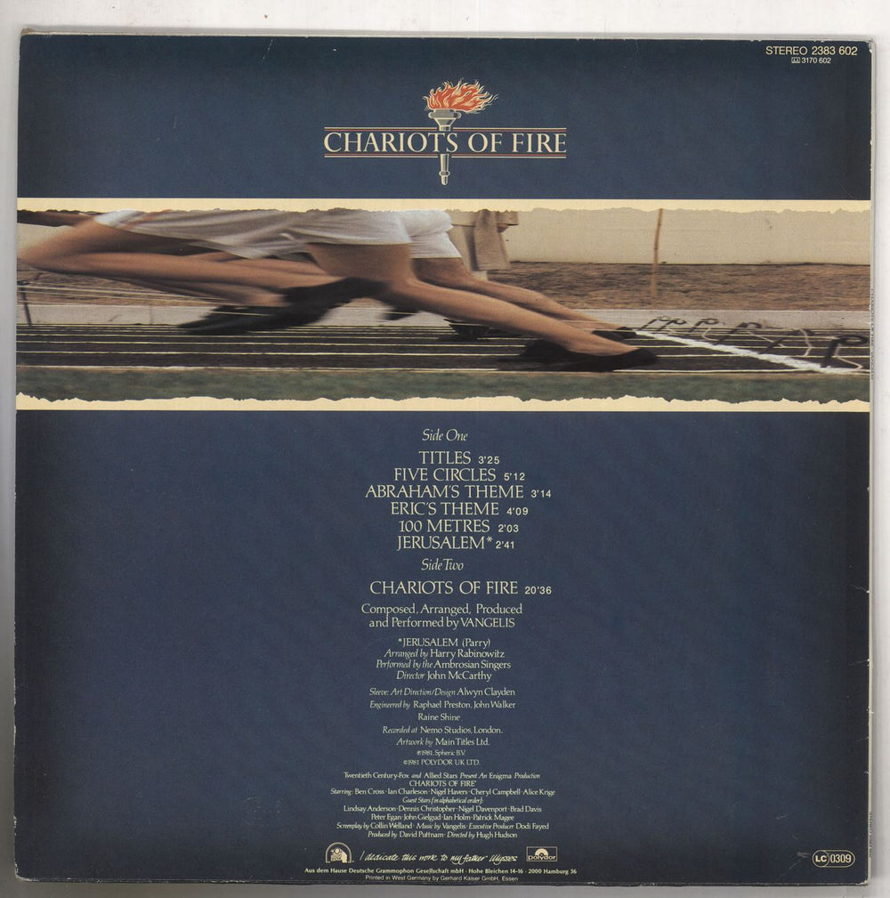 Vangelis Chariots Of Fire German vinyl LP album (LP record)