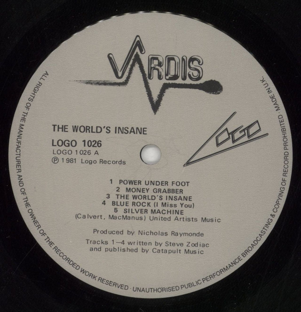 Vardis The World's Insane UK vinyl LP album (LP record) VRDLPTH242380