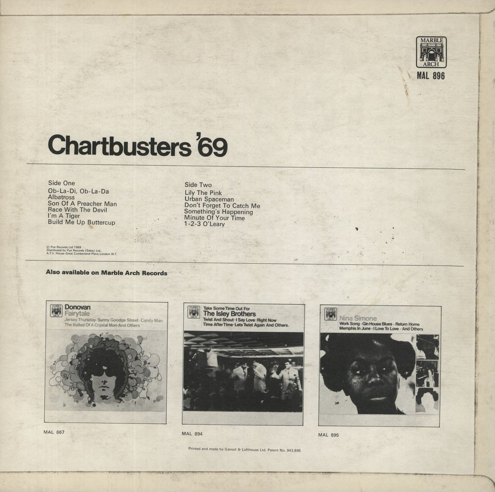 Various-60s & 70s Chartbusters '69 UK vinyl LP album (LP record)