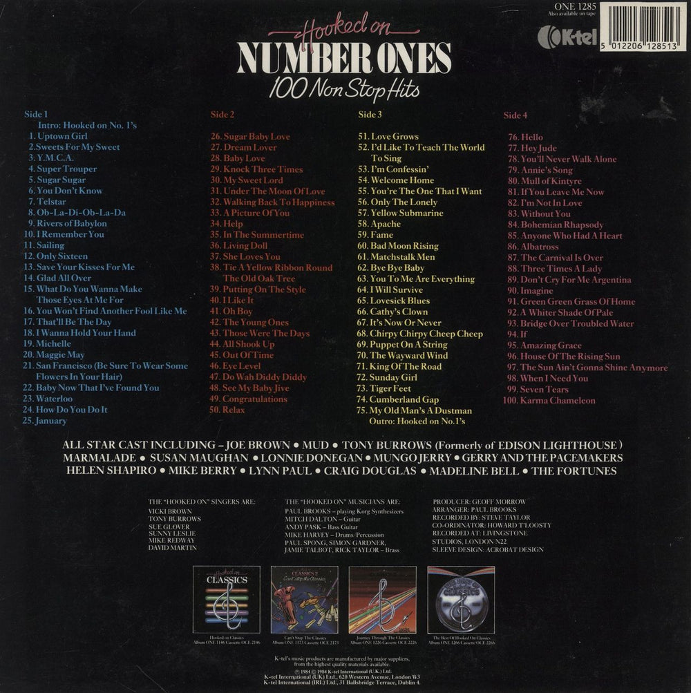 Various-60s & 70s Hooked On Number Ones - 100 Non Stop Hits UK 2-LP vinyl record set (Double LP Album) 5012206128513