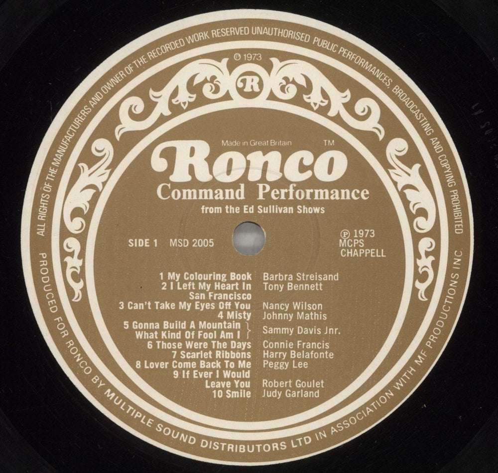 Various Artists Command Performance 20 Great Hits- 20 Original Artistes UK vinyl LP album (LP record) VARLPCO617145