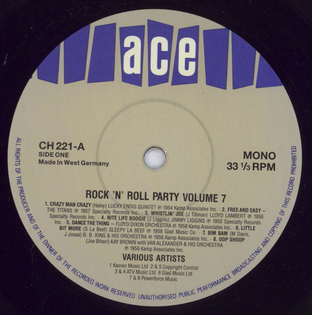 Various Artists Rock'n'Roll Party Vol Seven UK vinyl LP album (LP record) VARLPRO832294