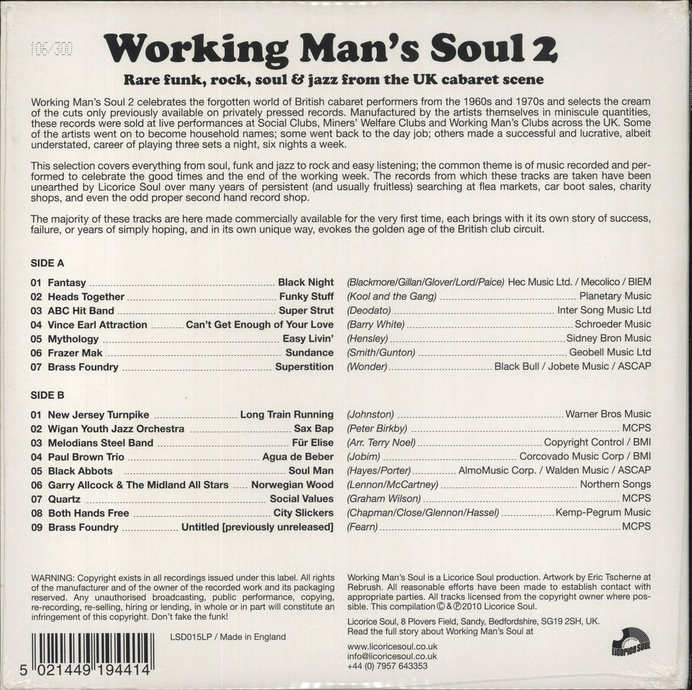 Various Artists Working Man's Soul 2 UK vinyl LP album (LP record) 502144194414