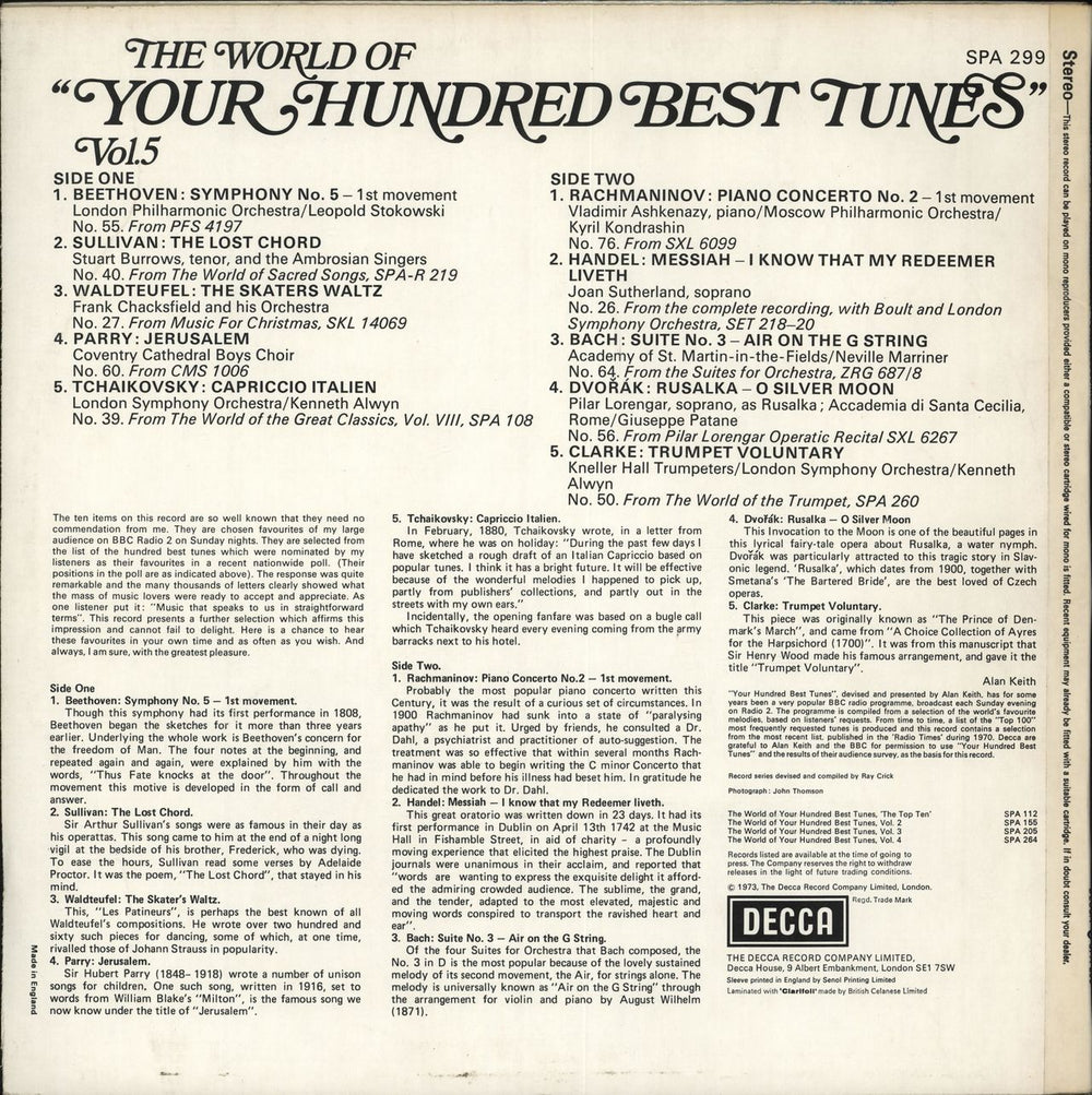 Various-Classical & Orchestral The World Of Your Hundred Best Tunes Vol. 5 UK vinyl LP album (LP record)