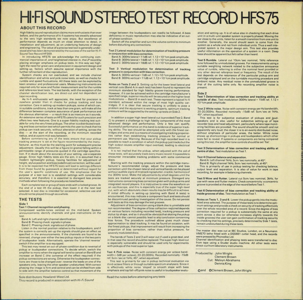 Various-Educational, Informational & Historical Hi-Fi Sound Stereo Test Record UK vinyl LP album (LP record)