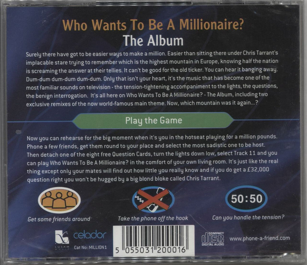 Various-Film, Radio, Theatre & TV Who Wants To Be A Millionaire: The Album - Sealed UK CD album (CDLP) 5055031200016