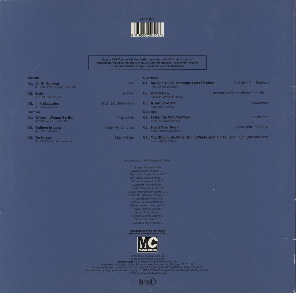 Various-Pop Classic R&B Mastercuts Volume 1 UK 2-LP vinyl record set (Double LP Album) 5016553204012