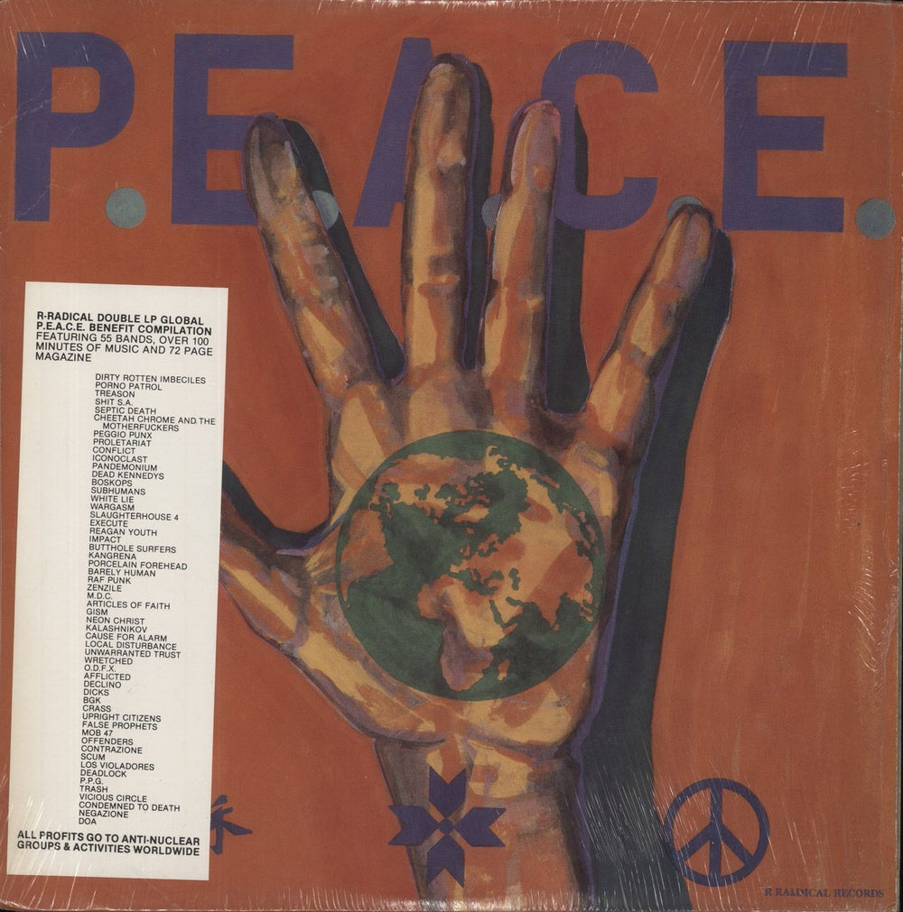 Various-Punk & New Wave International P.E.A.C.E. Benefit Compilation - Hypesticker UK 2-LP vinyl record set (Double LP Album) R.R.R.1984