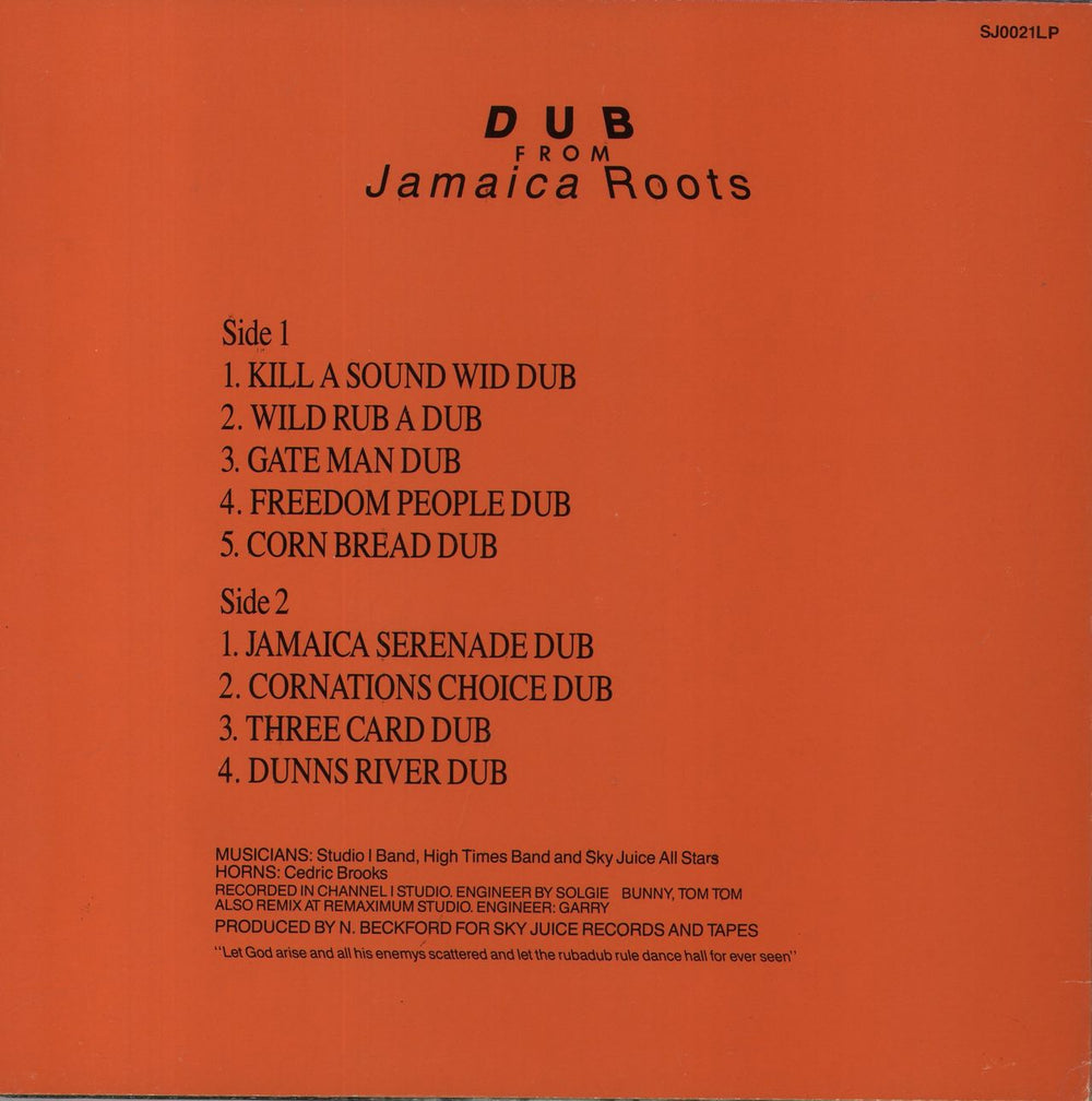 Various-Reggae & Ska Dub From Jamaican Roots UK vinyl LP album (LP record)