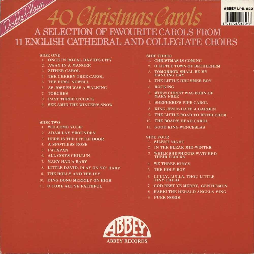 Various-Religious 40 Christmas Carols UK 2-LP vinyl record set (Double LP Album)