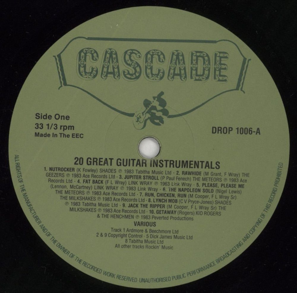 Various-Surf & Instrumental 20 Great Guitar Instrumentals UK vinyl LP album (LP record) VGWLPGR713766