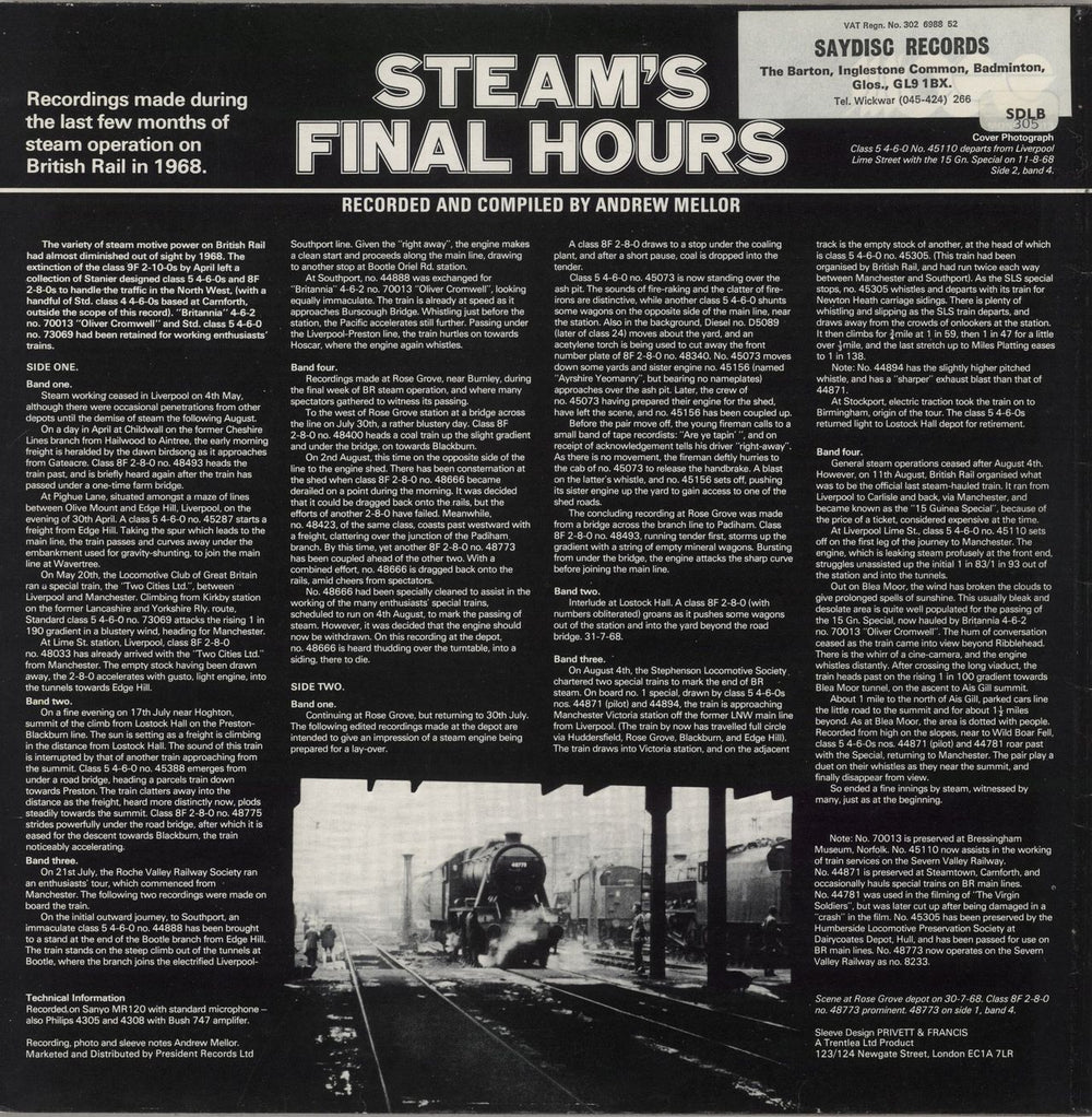 Various-Trains Steam's Final Hours UK vinyl LP album (LP record)