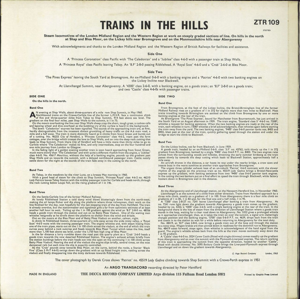 Various-Trains Trains In The Hills - 3rd UK vinyl LP album (LP record)