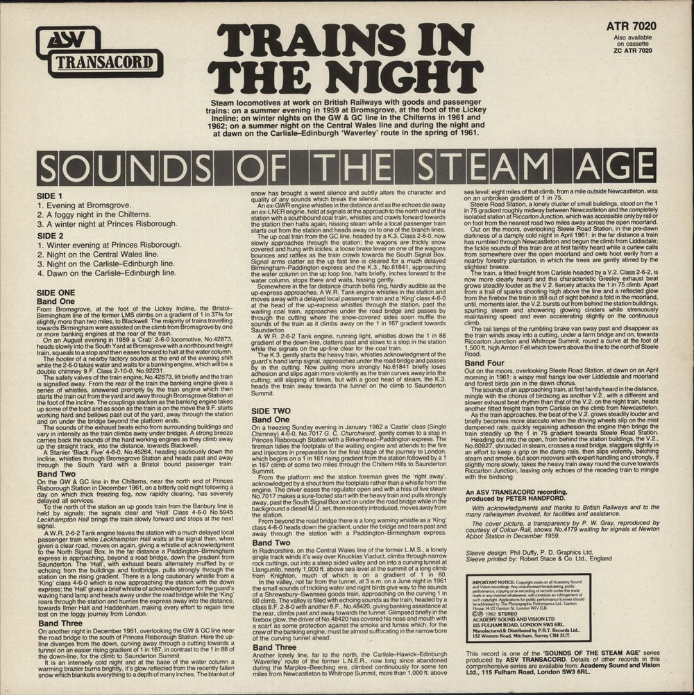 Various-Trains Trains In The Night UK vinyl LP album (LP record)