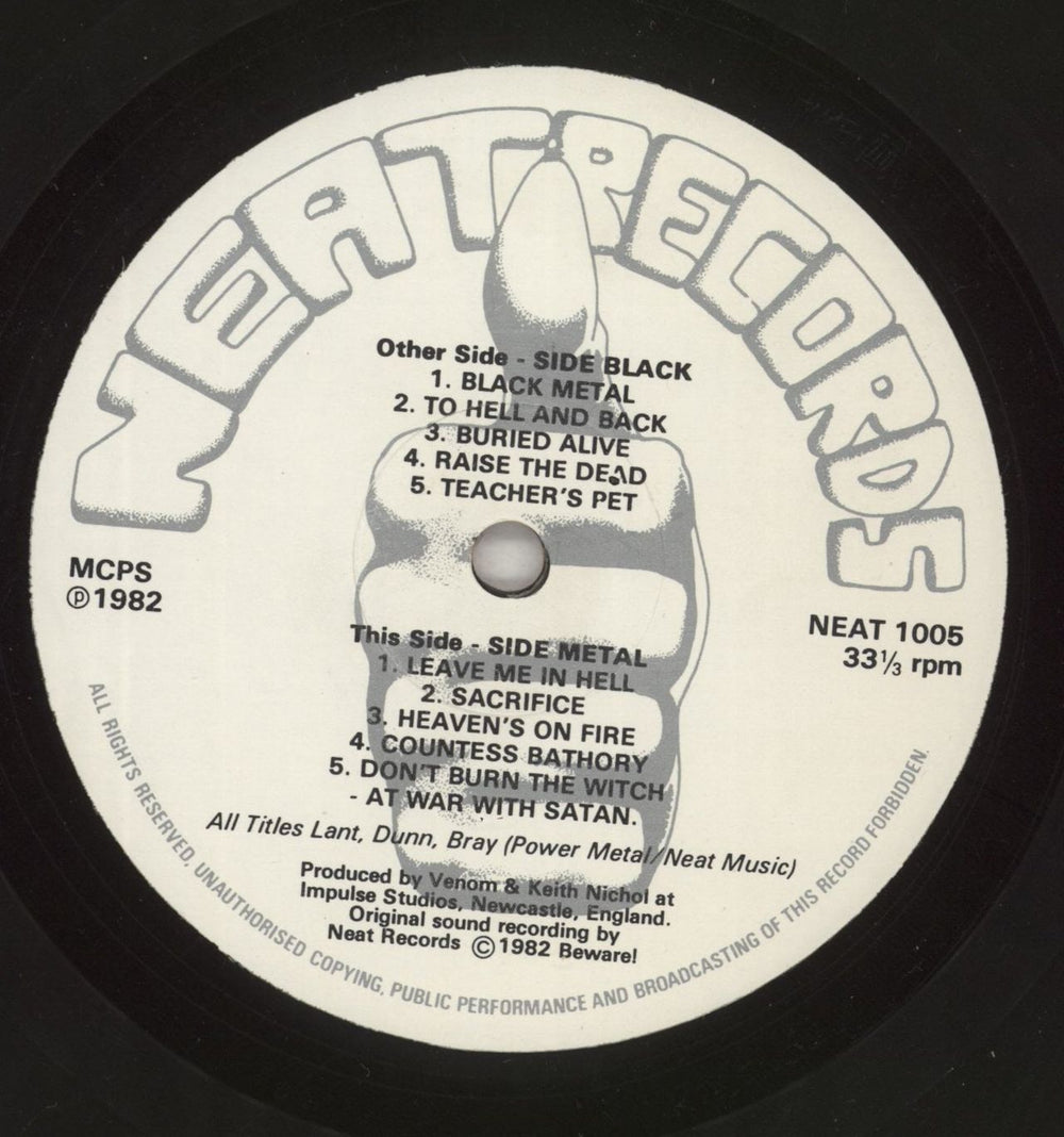 Venom Black Metal - Grey Marbled Vinyl UK vinyl LP album (LP record)