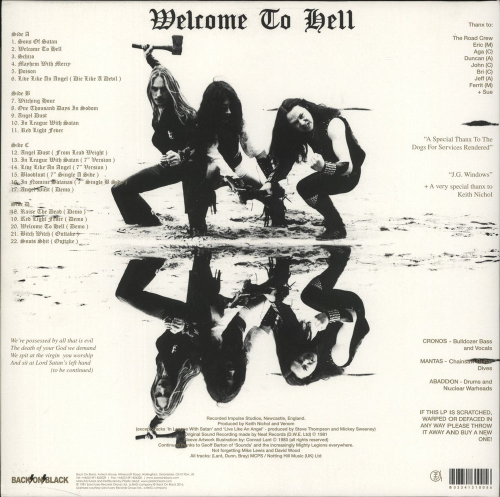 Venom Welcome To Hell UK 2-LP vinyl record set (Double LP Album) 803341310056
