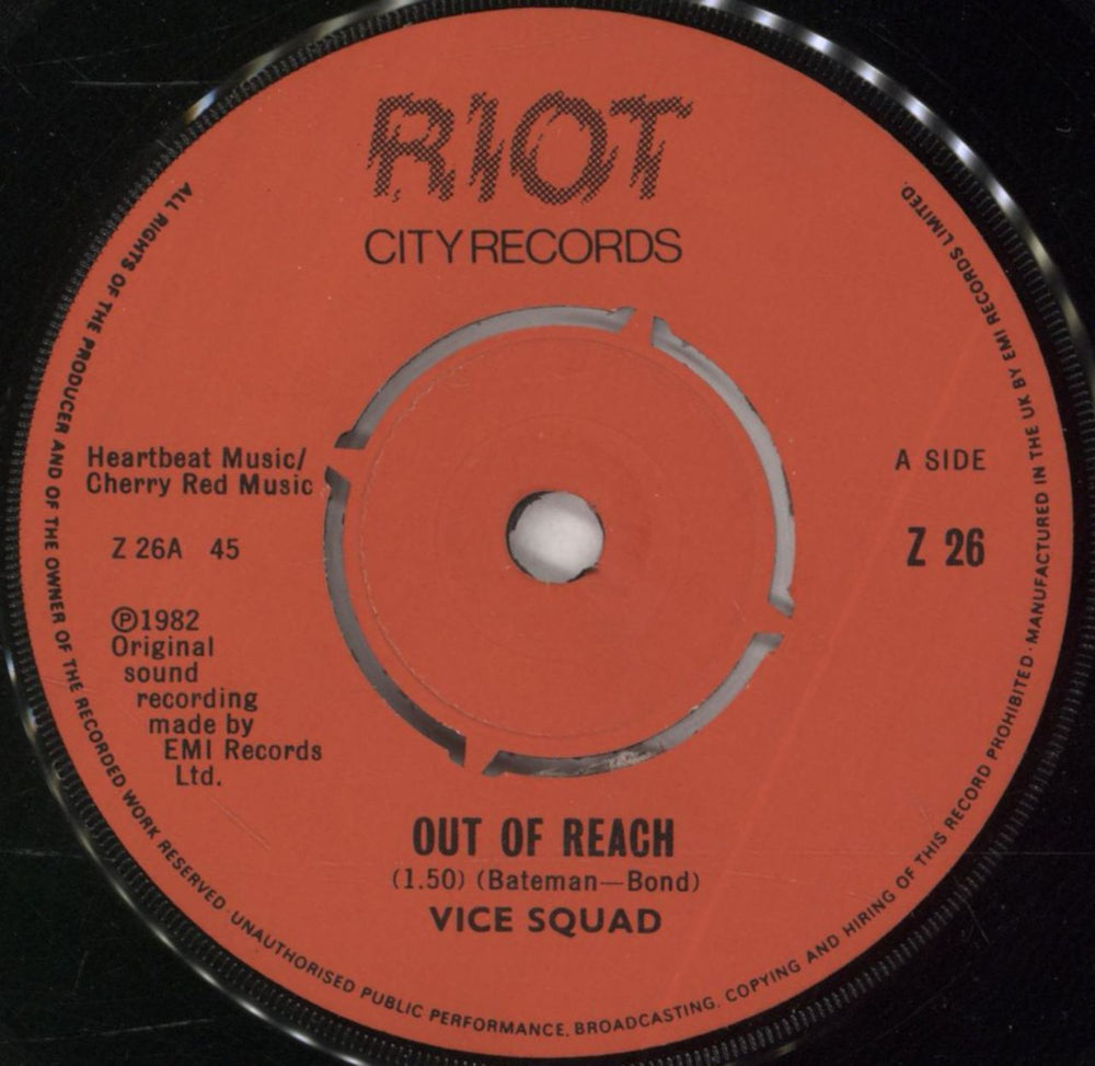 Vice Squad Out Of Reach UK 7" vinyl single (7 inch record / 45) VSQ07OU502451