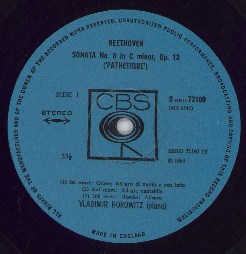 Vladimir Horowitz In His First Recordings Of: Beethoven: "Pathétique" Sonata; Debussy: Three Preludes; Chopin: Two Etu UK vinyl LP album (LP record) VL0LPIN833364