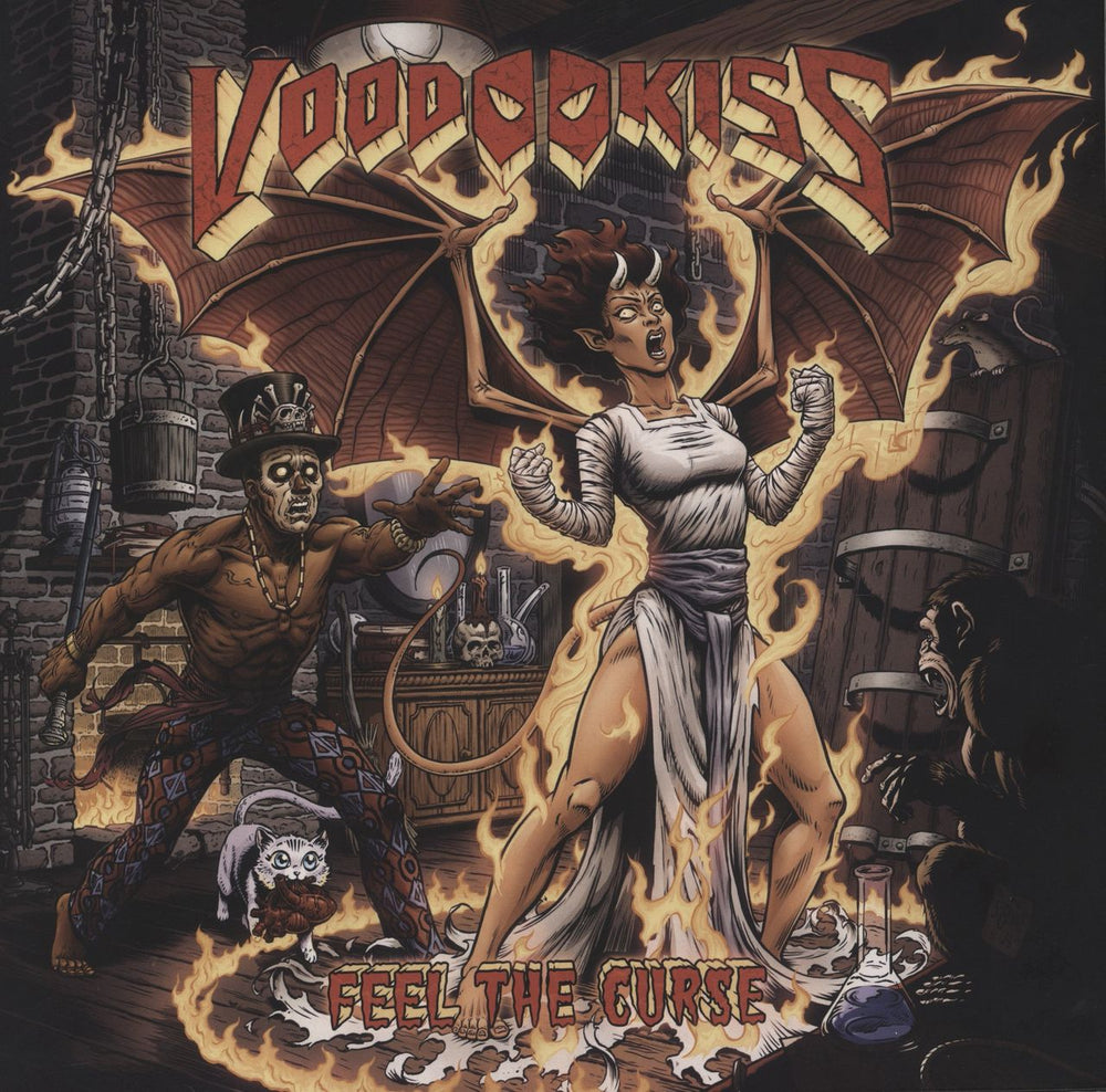 Voodoo Kiss Feel The Curse - Red With White & Black Marble Vinyl German vinyl LP album (LP record) REAPER090