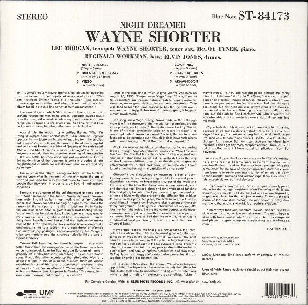 Wayne Shorter Night Dreamer - 180 Gram Vinyl UK vinyl LP album (LP record) 602455529404