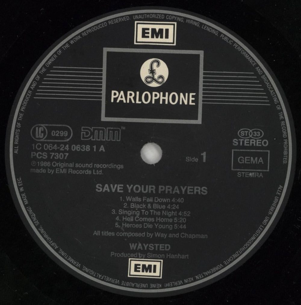Waysted Save Your Prayers UK vinyl LP album (LP record) WTDLPSA868995