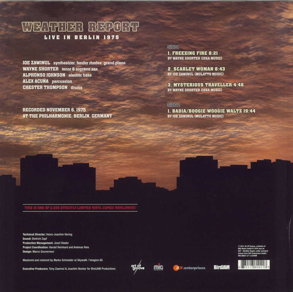 Weather Report Live In Berlin 1975 German vinyl LP album (LP record) 885513800213