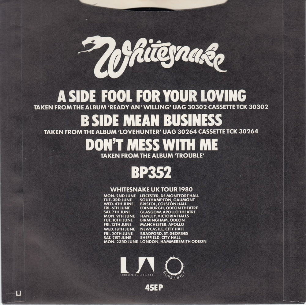 Whitesnake Fool For Your Loving UK 7" vinyl single (7 inch record / 45)