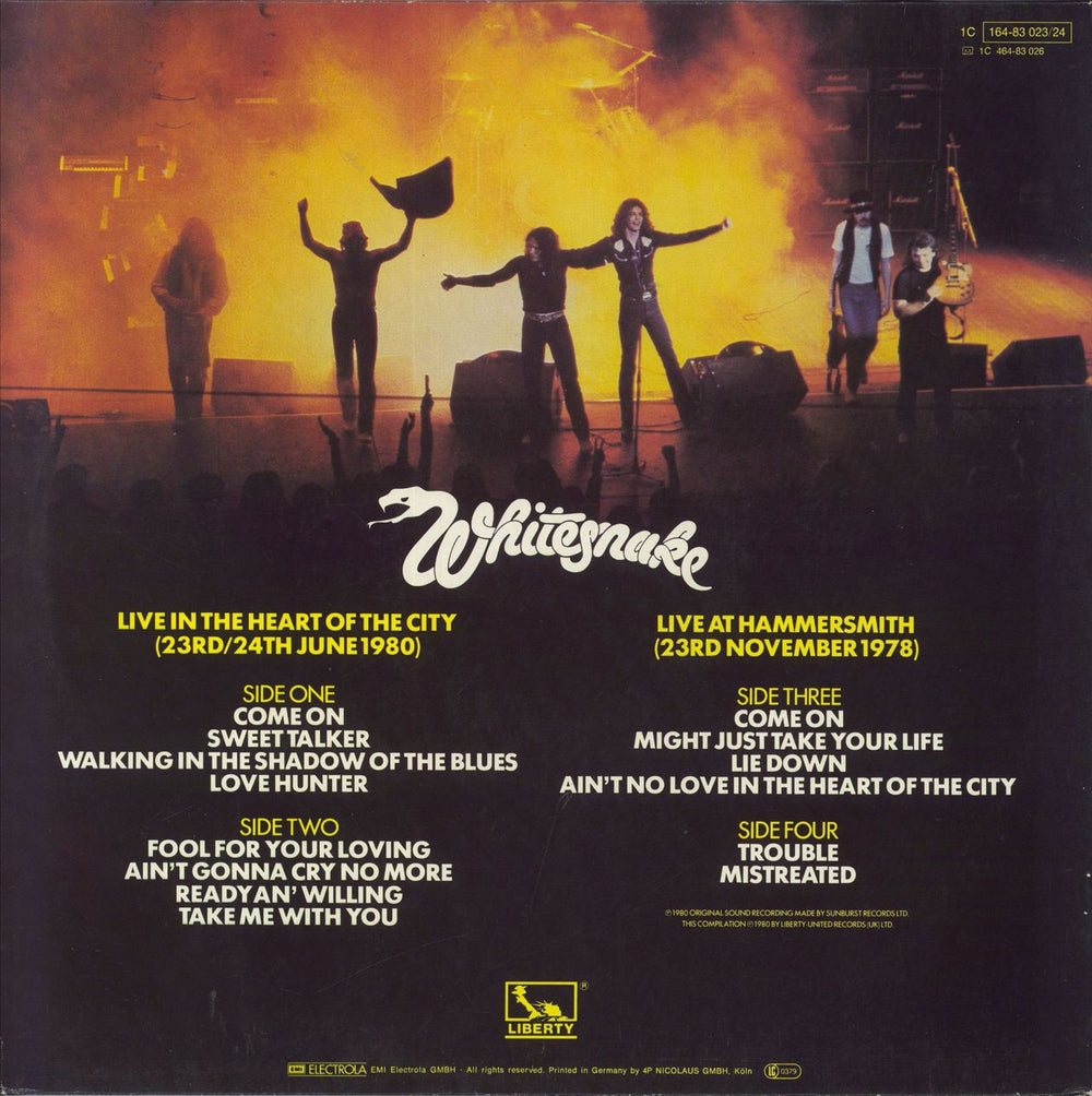 Whitesnake Live.... In The Heart Of The City Dutch 2-LP vinyl record set (Double LP Album)