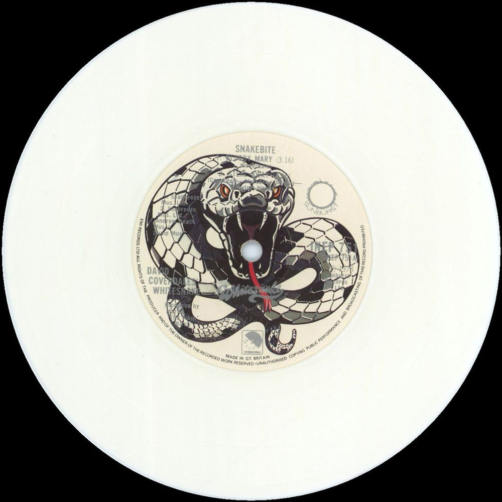 Whitesnake Snakebite EP - White Vinyl UK 7" vinyl single (7 inch record / 45) WHI07SN48115