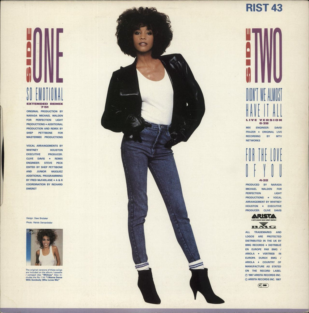 Whitney Houston So Emotional UK 12" vinyl single (12 inch record / Maxi-single)
