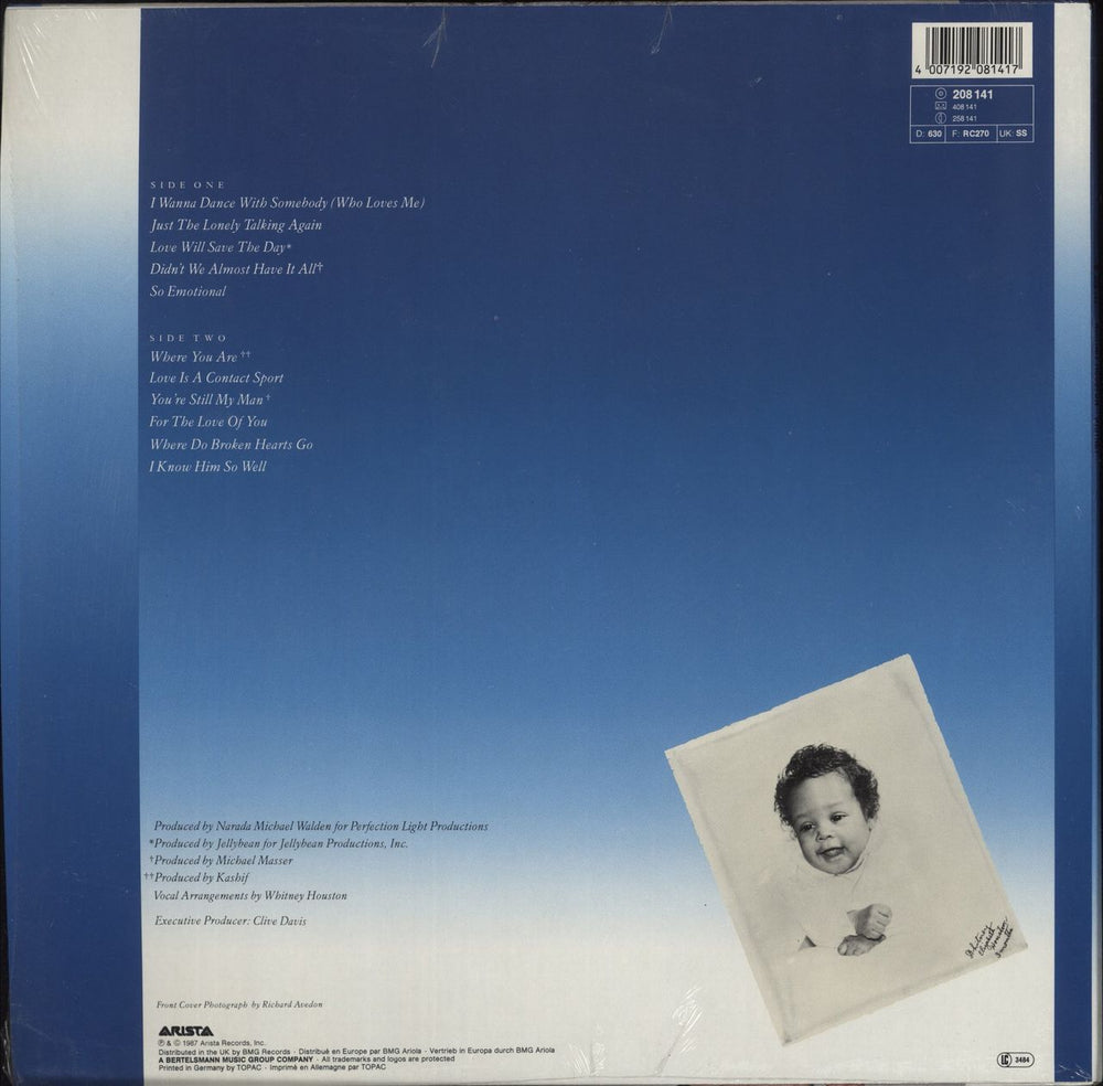 Whitney Houston Whitney - shrink German vinyl LP album (LP record)