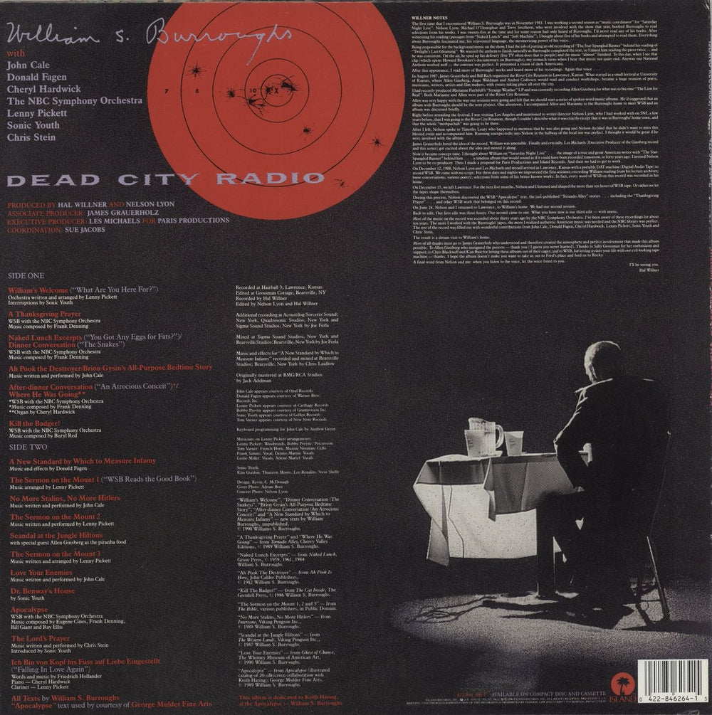 William S. Burroughs Dead City Radio US vinyl LP album (LP record) 042284626415