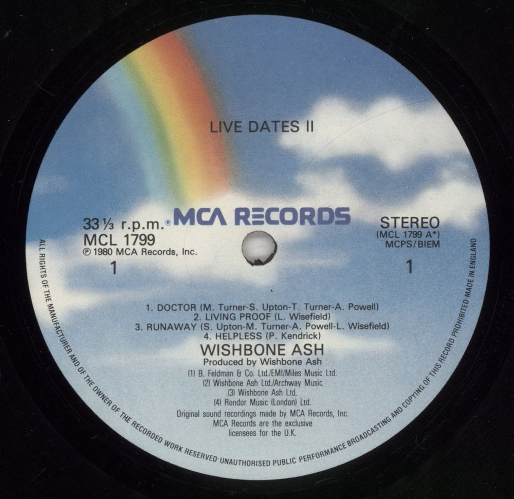 Wishbone Ash Live Dates Volume Two UK vinyl LP album (LP record) WSHLPLI401934