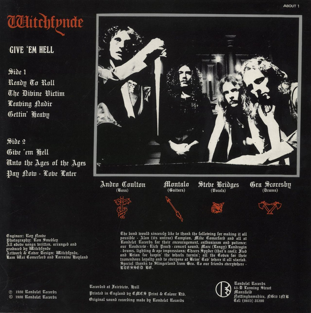 Witchfynde Give 'Em Hell - EX UK vinyl LP album (LP record)