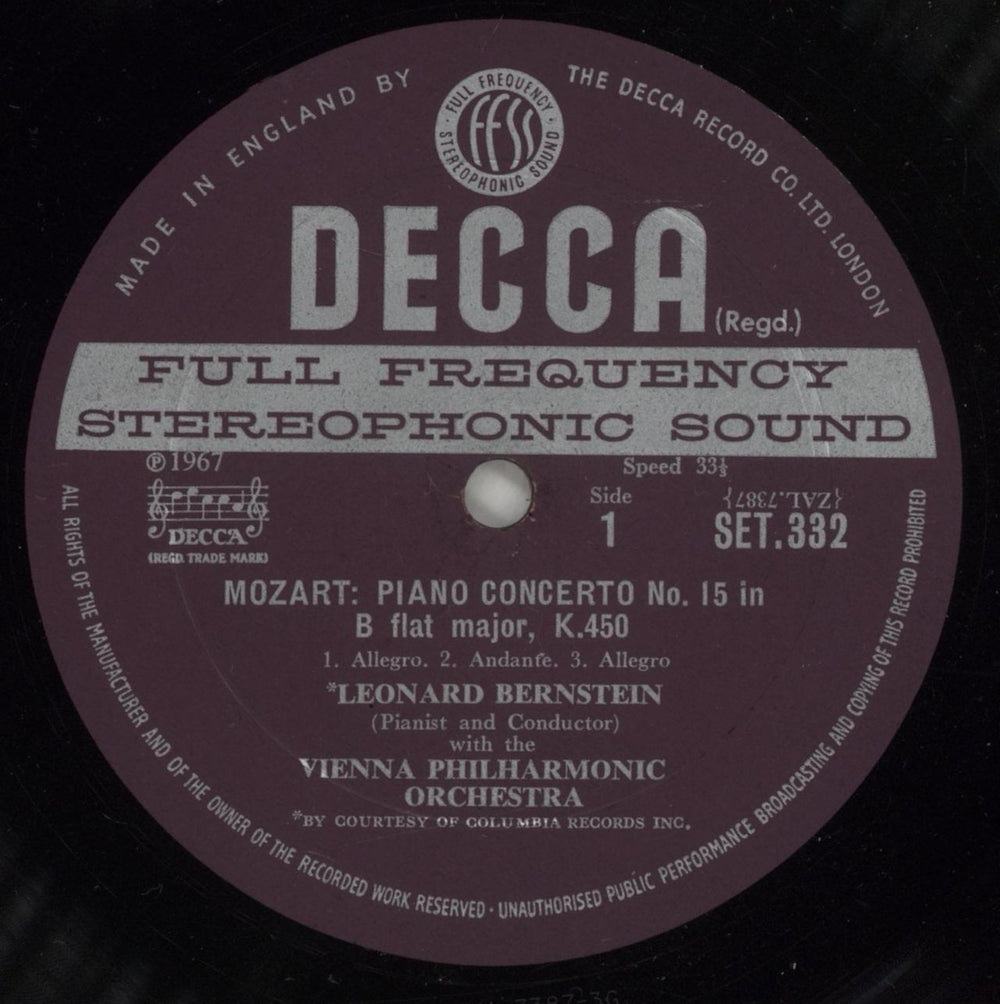 Wolfgang Amadeus Mozart Mozart: Symphony No. 36 "Linz", K.425 / Piano Concerto No. 15, K.450 UK vinyl LP album (LP record) WZMLPMO878206