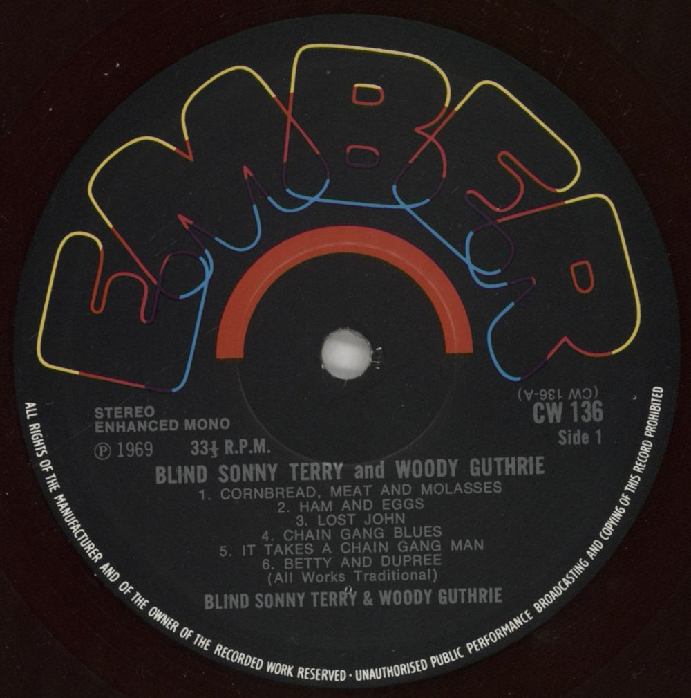 Woody Guthrie Blind Sonny Terry & Woody Guthrie UK vinyl LP album (LP record) WDGLPBL685435