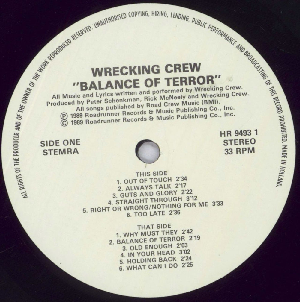 Wrecking Crew Balance Of Terror UK vinyl LP album (LP record) 67ILPBA837586