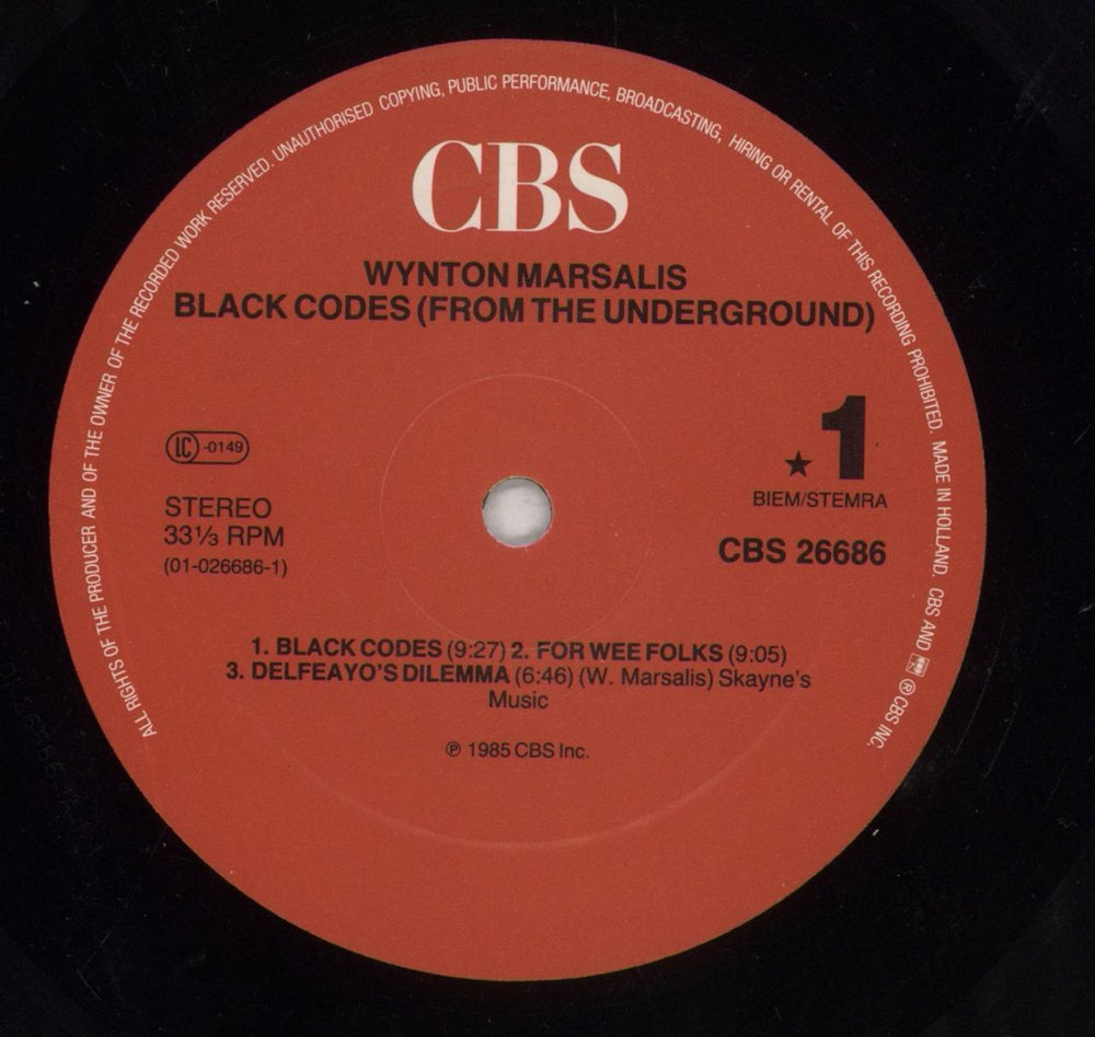 Wynton Marsalis Black Codes (From The Underground) UK vinyl LP album (LP record) WM2LPBL499480