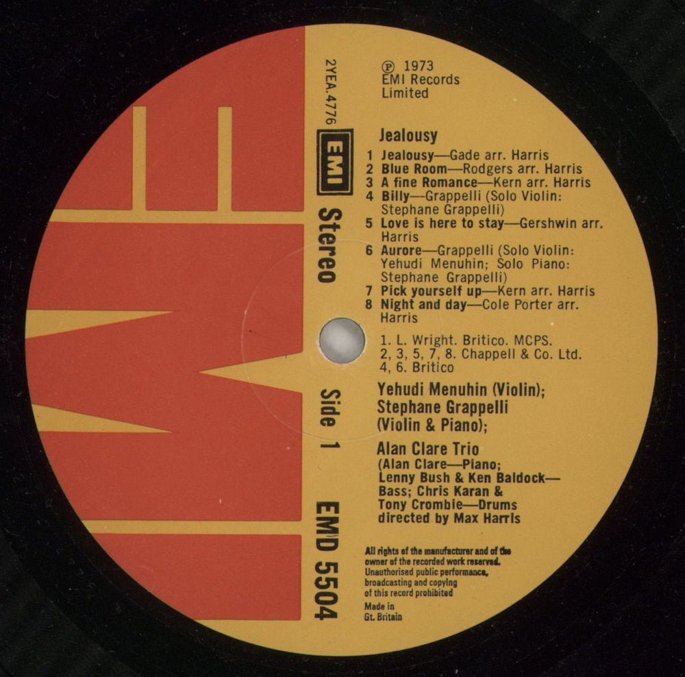 Yehudi Menuhin & Stéphane Grappelli Jealousy - Hits Of The Thirties UK vinyl LP album (LP record) Y&SLPJE447832