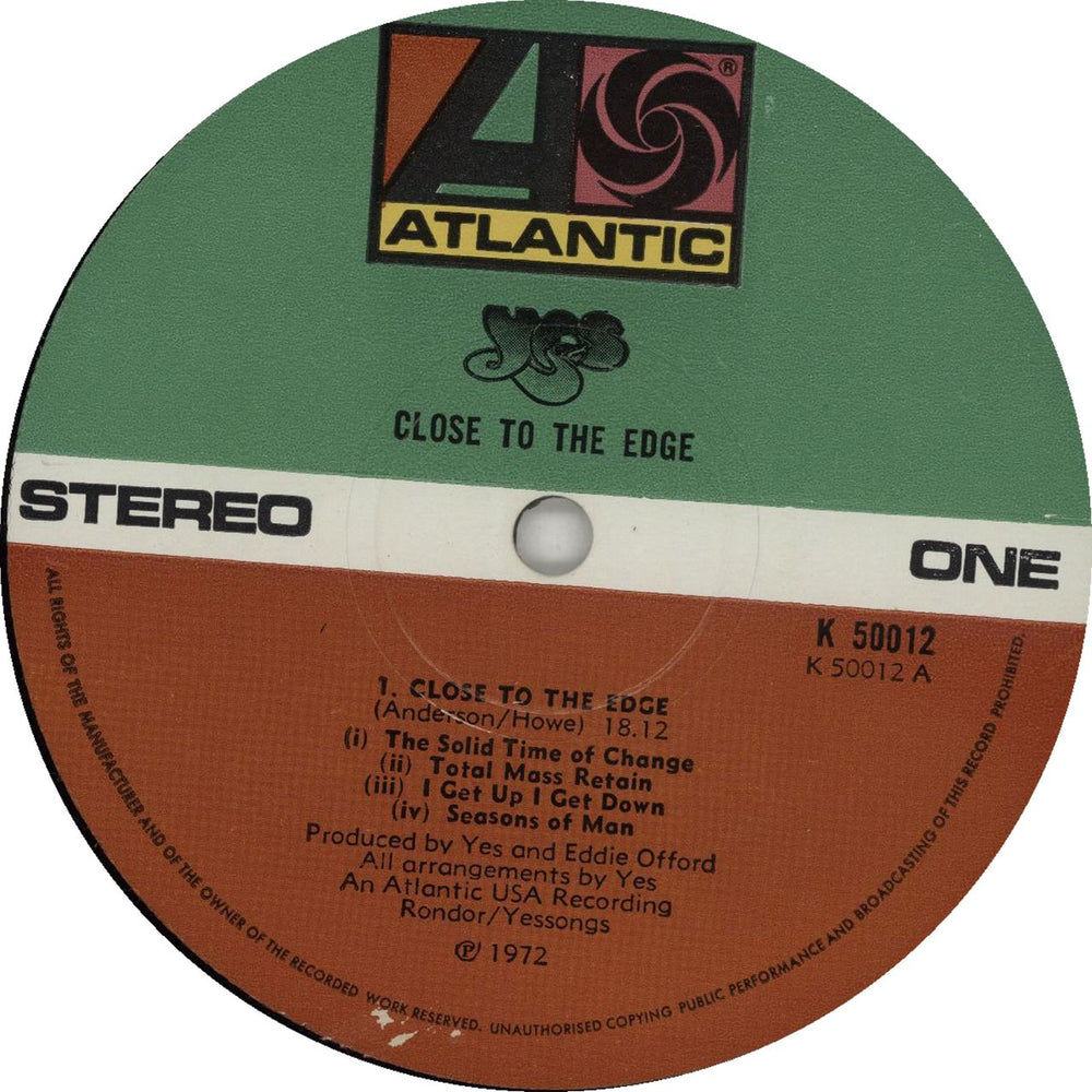 Yes Close To The Edge - 1st - Complete - VG UK vinyl LP album (LP record)