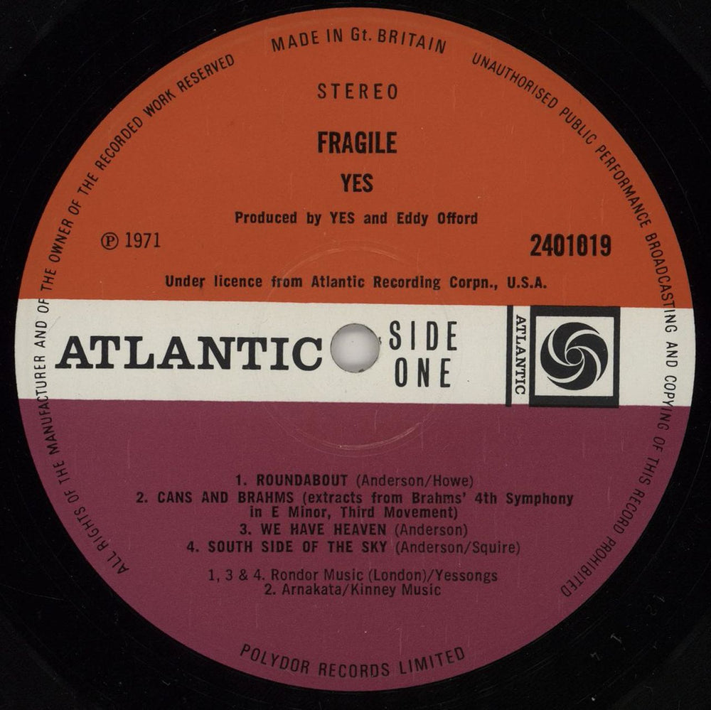 Yes Fragile - 1st - VG UK vinyl LP album (LP record) YESLPFR631867