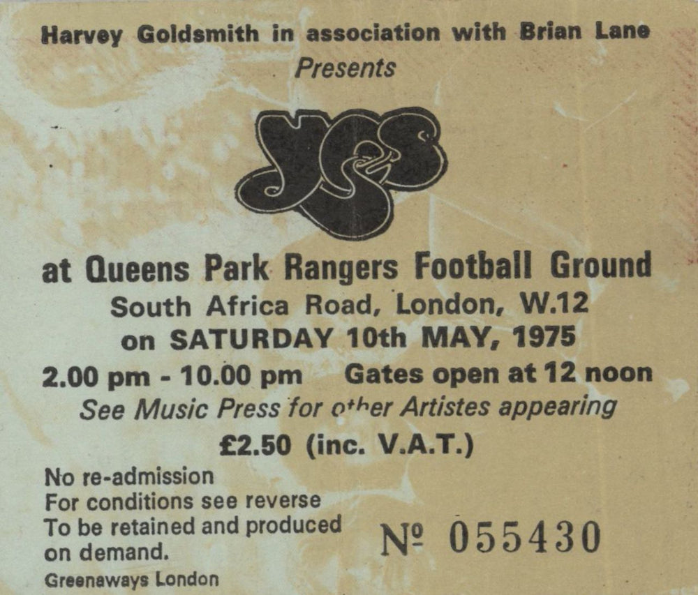 Yes Queens Park Rangers & Stoke City Football Stadiums + Stub UK tour programme YESTRQU856012