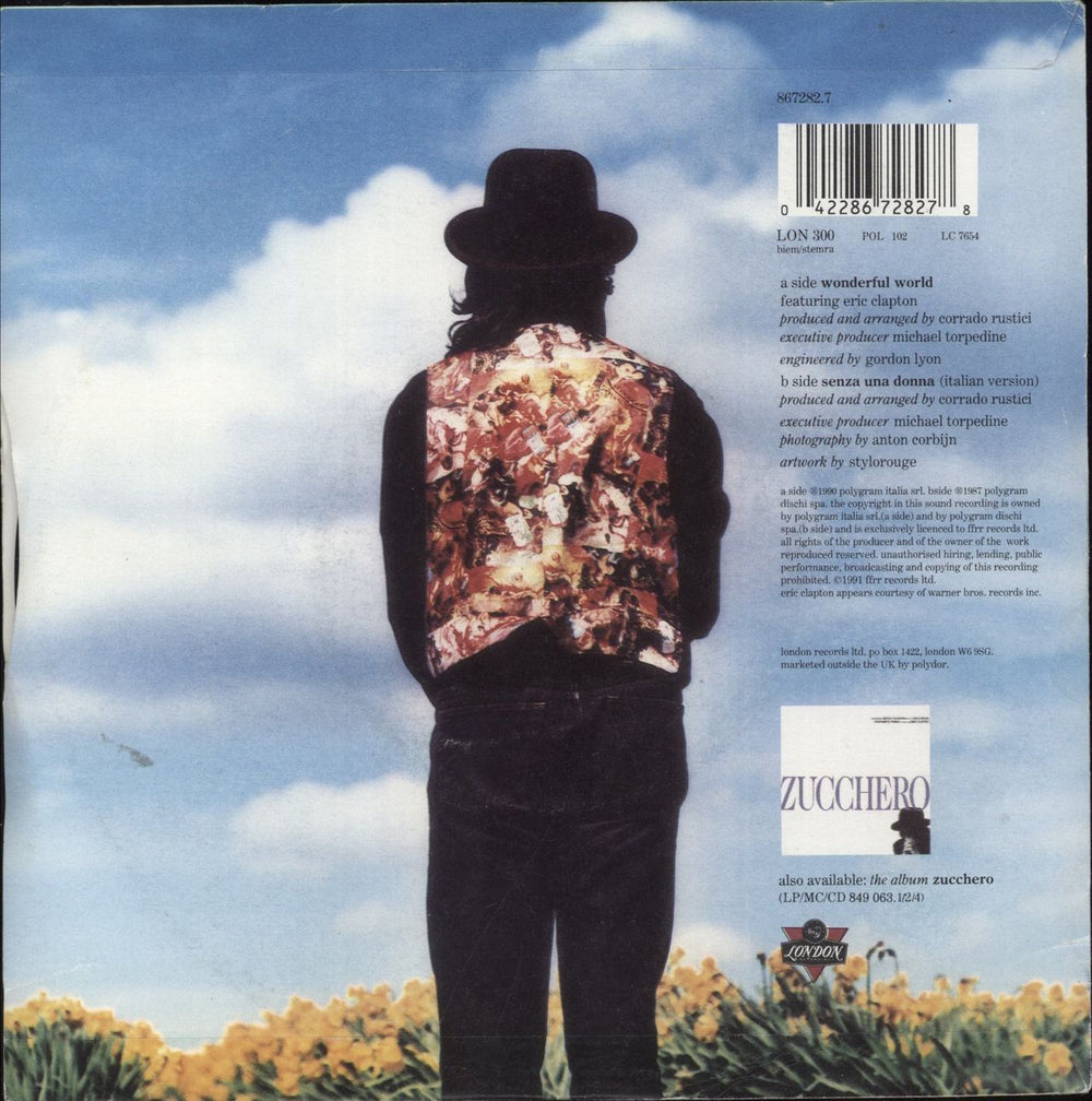 Zucchero Wonderful World UK 7" vinyl single (7 inch record / 45) 042286728278