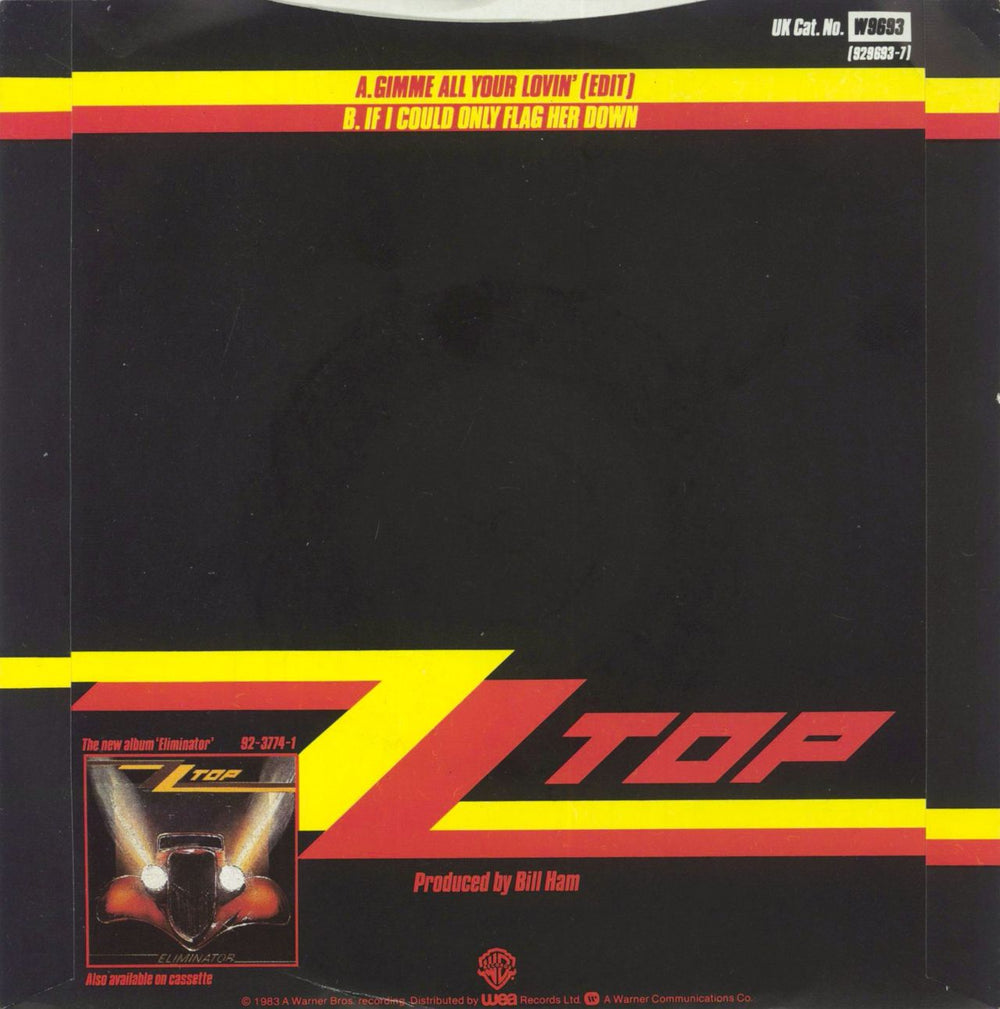 ZZ Top Gimme All Your Lovin' - paper label UK 7" vinyl single (7 inch record / 45)