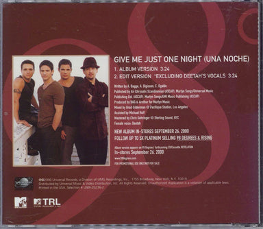 98 Degrees Give Me Just One Night - Una Noche US Promo CD single