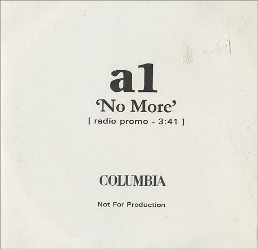 A1 No More - Radio Promo UK Promo CD-R acetate ACETATE